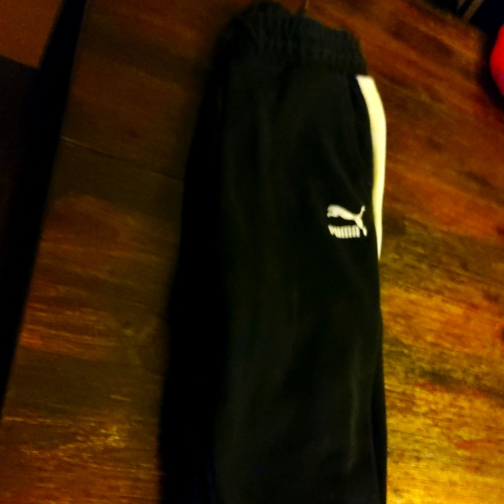 Puma black white striped joggers